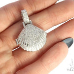 14K White Gold Diamond Special Custom Seashell Engraved Locket Pendant 65317 - Image 6