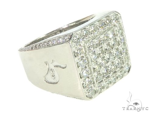 14K White Gold Diamond TraxNYC Ring With Logo, photo 3 of 8