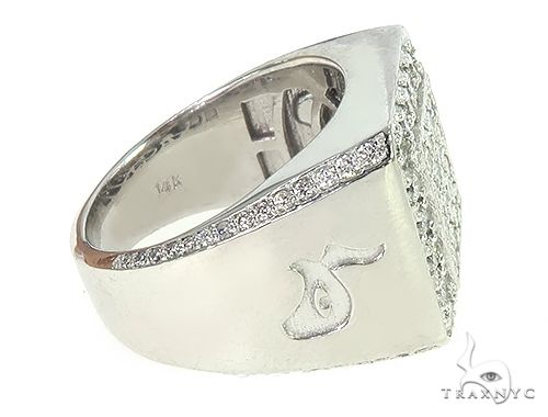 14K White Gold Diamond TraxNYC Ring With Logo, photo 4 of 8