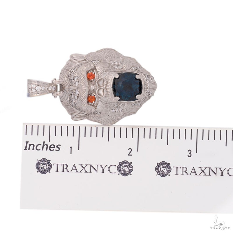14K White Gold Gorilla Diamond w/ Saphire Pendant 11.16 CT 69755 - Image 5