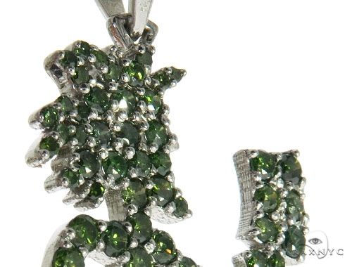 14K White Gold Green Diamonds Hatchet Man Pendant 63955 - Image 3