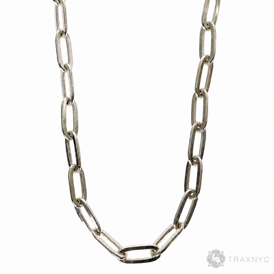 14k White Gold Hollow Paper Clip Link Chain 4.5mm 22 Inches 70208
