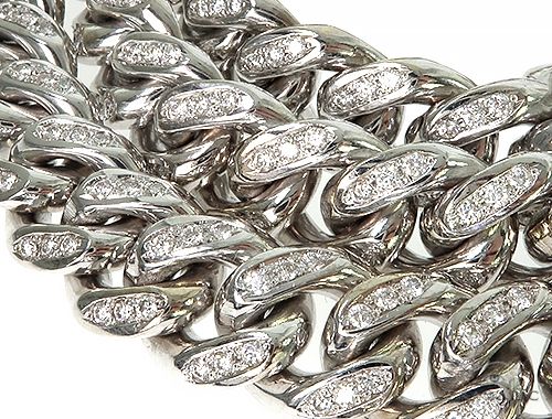 14K White Gold Miami Cuban Link Diamond Chain 66224 - Image 4