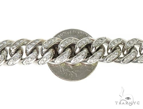 14K White Gold Miami Cuban Link Diamond Chain 66224 - Image 5