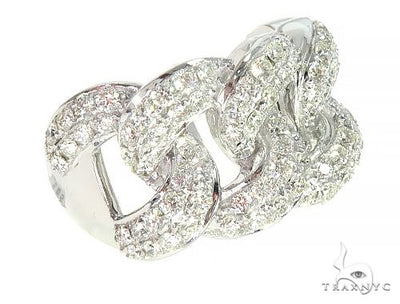 14K White Gold Miami Cuban Link Diamond Ring 65850 - Image 1