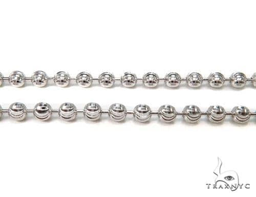 14K white gold moon cut link chain, 26-inch length, 3.5mm thickness, polished finish