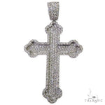 14K White Gold Pave Diamond Roman Cross 68132 - Image 1