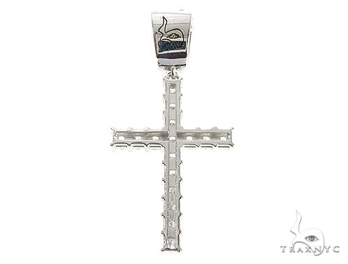 14K White Gold Princess Cut Diamond Manhattan Cross 65382 - Image 3