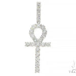 14K White Gold Prong Diamond Ankh Cross 65284 - Image 1