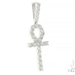 14K White Gold Prong Diamond Ankh Cross 65284 - Image 2