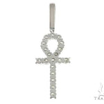 14K White Gold Prong Diamond Ankh Cross 65284 - Image 3