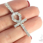 14K White Gold Prong Diamond Ankh Cross 65284 - Image 5