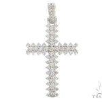 14K White Gold Prong Diamond Cross 65279 - Image 1