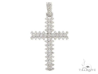 14K White Gold Prong Diamond Cross 65279 - Image 1