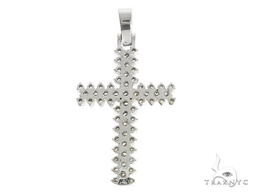 14K White Gold Prong Diamond Cross 65279 | TraxNYC