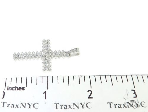 14K White Gold Prong Diamond Cross 65279 - Image 7