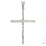 14K White Gold Prong Diamond Cross Pendant 65448 - Image 1