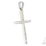 14K White Gold Prong Diamond Cross Pendant 65448 - Image 2