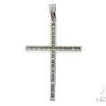 14K White Gold Prong Diamond Cross Pendant 65448 - Image 3
