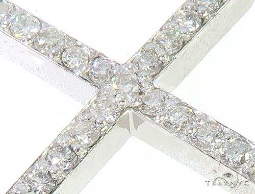 14K White Gold Prong Diamond Cross Pendant 65448 - Image 4