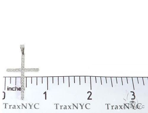 14K White Gold Prong Diamond Cross Pendant 65448 - Image 6