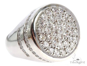 Men's 14k white gold prong set diamond ring – top-down view showing multi-stone setting