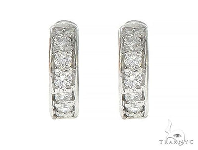 14K Gold Prong Diamond Hoops Earring 65453 - Image 1