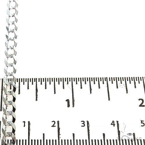 14K white gold solid curb link chain, 20 inches long, 4.5mm thickness, men's style.