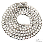 14K white gold solid curb link chain, 20 inches long, 4.5mm thickness, men's style.