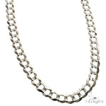 14K white gold solid curb link chain, 20 inches long, 4.5mm thickness, men's style.
