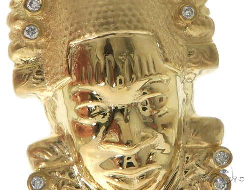 14K YG Bezel Diamond African Mask Pendant 58425 - Image 4