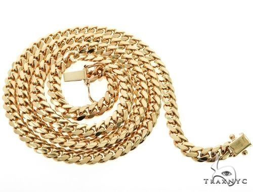 14K Yellow Gold Solid Miami Cuban Link Chain 64557 - Image 4