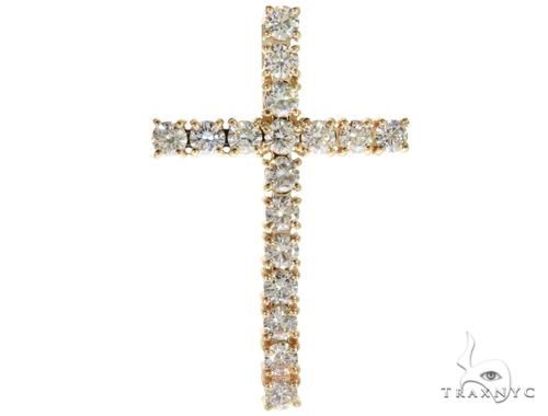 14K YG Prong Diamond Latin Cross Crucifix 58641 - Image 1