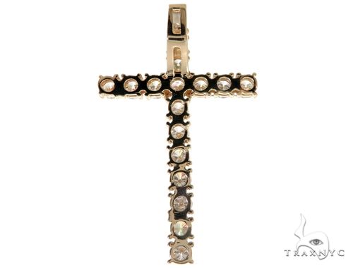 14K YG Prong Diamond Latin Cross Crucifix 58641 - Image 5