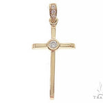 14K Yellow Gold Bazel Cross 65663 - Image 1