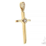 14K Yellow Gold Bazel Cross 65663 - Image 2