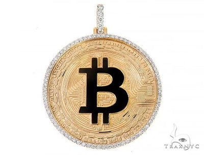 14K Yellow Gold 1.5 Inch Bitcoin Pendant 65124 - Image 1