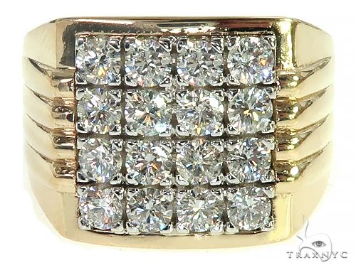 14K Yellow Gold 16 Stones Diamond Ring 66177 - Image 2