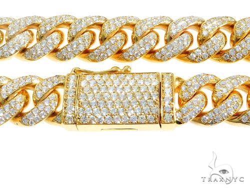 14K Yellow Gold 26 Inches Diamond Chain with Custom Diamond Lock 63947 - Image 7