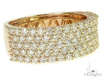 14K yellow gold ring with five rows of sparkling round diamonds, polished finish.