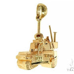 14K Yellow Gold Battle Tank Pendant 66026 - Image 2