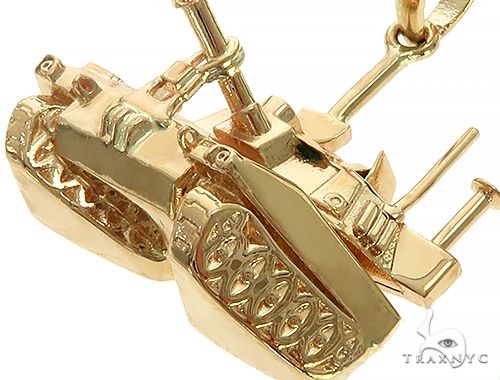 Buy 14K Yellow Gold Battle Tank Pendant 66026 – TraxNYC