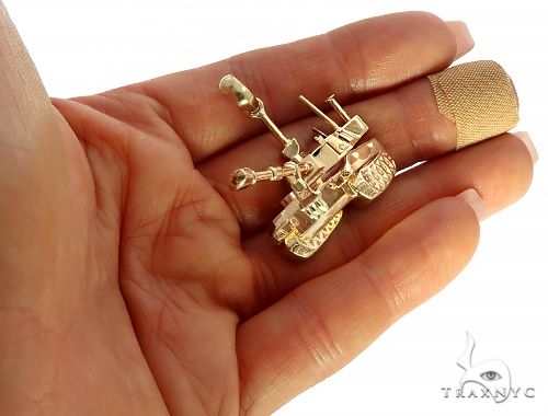 14K Yellow Gold Battle Tank Pendant 66026 - Image 5
