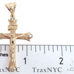 14K Yellow Gold Bezel Diamond Jesus Christ Crucifix 64684 - Image 5