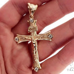 14K Yellow Gold Bezel Diamond Jesus Christ Crucifix 64684 - Image 7
