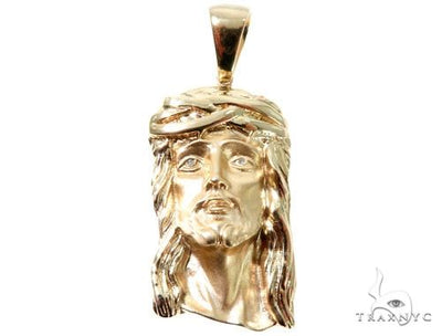 14K Yellow Gold Bezel Diamond Jesus Piece 64010 - Image 1