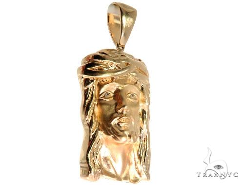 14K Yellow Gold Bezel Diamond Jesus Piece 64010 - Image 2