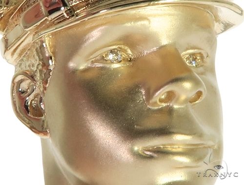 14K Yellow Gold Bezel Diamond Patriot the American Soldier Charm Pendant 63309 - Image 4
