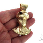 14K Yellow Gold Bezel Diamond Patriot the American Soldier Charm Pendant 63309 - Image 8