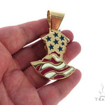 14K Yellow Gold Bezel Diamond Patriot the American Soldier Charm Pendant 63309 - Image 9